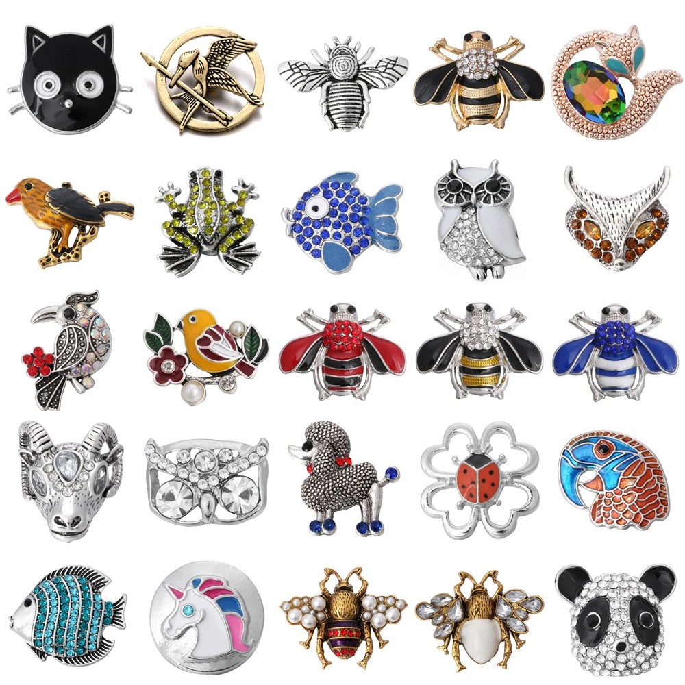 6 шт./лот кнопки для ювелирных изделий кристаллы стразы животные 18 мм