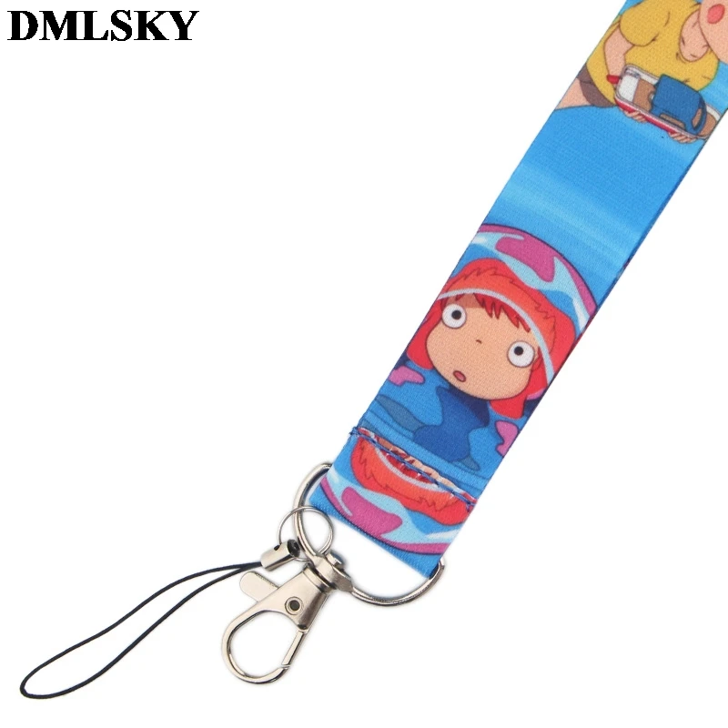DMLSKY Ponyo на скале шнурок для ключей аниме милые ремешки для ключей значок ID Мобильный телефон Веревка шеи ремешки M3864