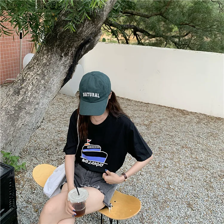 

YTX992 Summer 2021 new net red design sense niche loose thin white short-sleeved T-shirt women