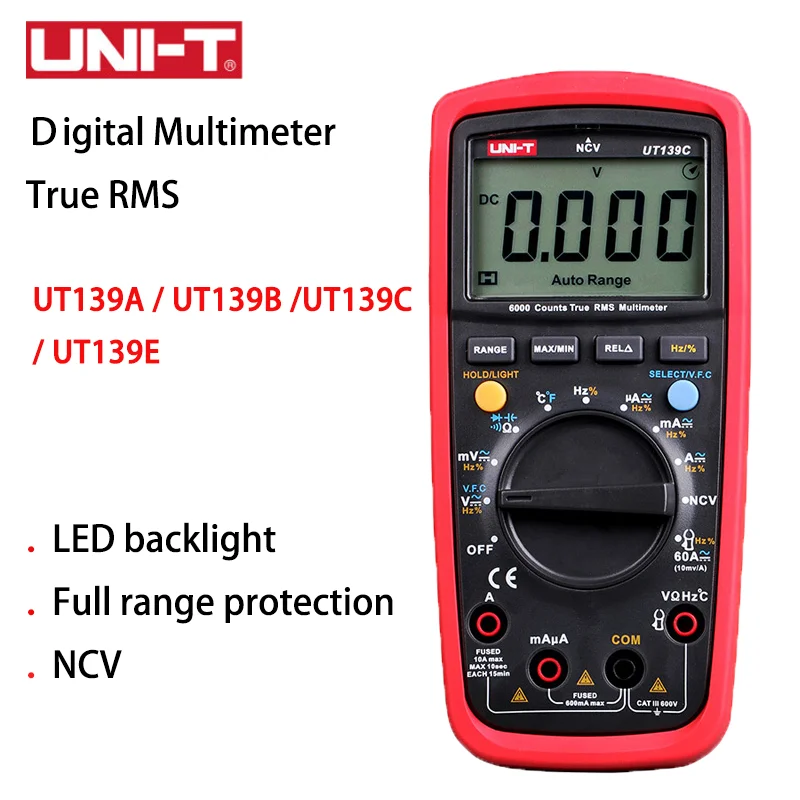 UNI T Цифровой мультиметр UT139A/UT139C True RMS Авто Диапазон метр портативный тестер 6000