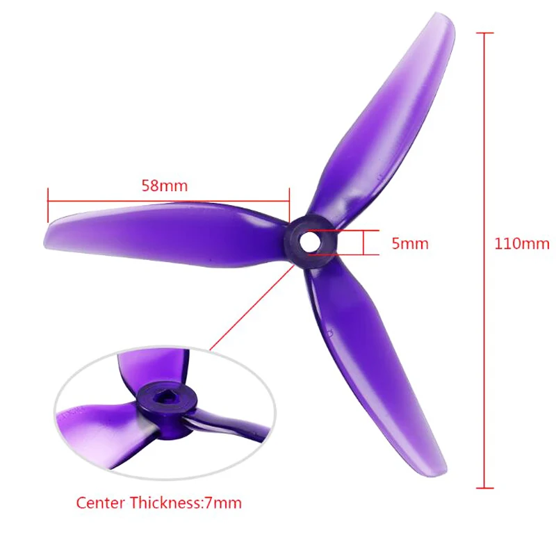 4Pair CW CCW Prop 5.1X4.6X3 PC 3-bladed Propellers 5.1 Inch Blade Paddle Highly Efficient For FPV RC Drone Quadcopter Spare Part | Игрушки и