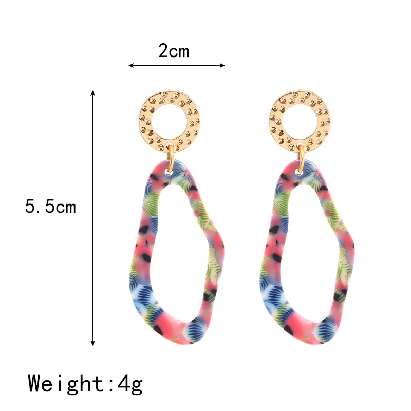 Корейские цветные серьги Необычные геометрические уксусная кислота висячие для