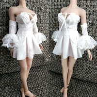16 female figure clothes accessories sexy white lace tight dress tube top skirt set f 12 inch action figure model big bust body