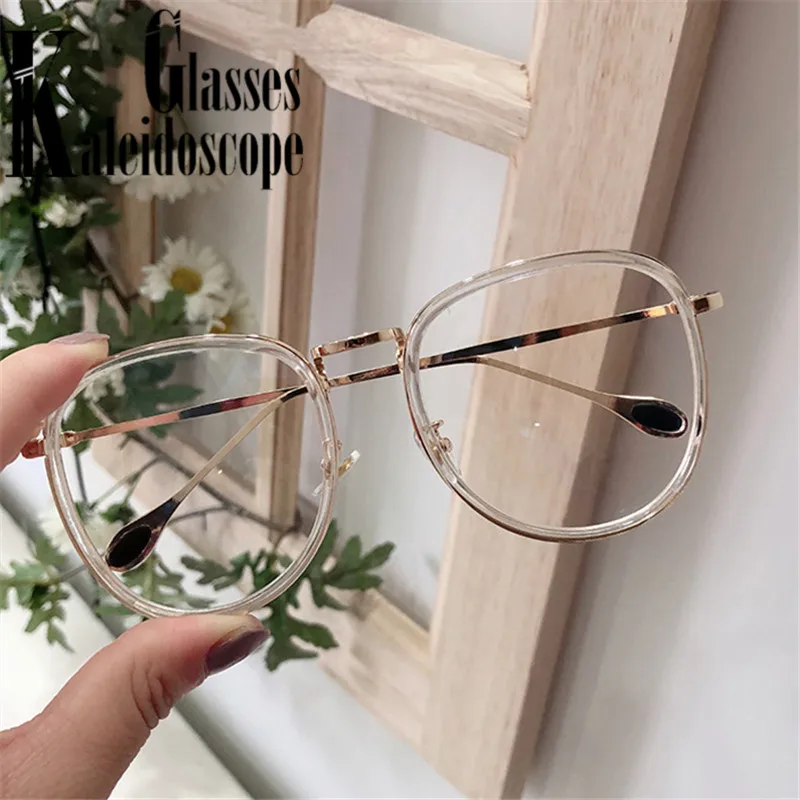 Большая оправа для очков мужчин и женщин модные прозрачные линзы металлические