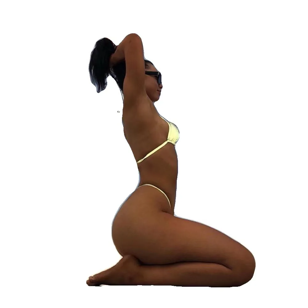 

2021 New Swimsuit 1pcs Reflective Bikini Triangle Bag 2 Swimsuit Female Luminous Strap Summer Beachwear