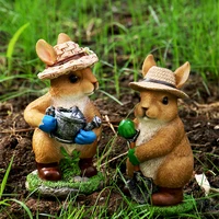 2pcs resin bunny rabbit figurines garden ornaments outdoor art yard garden animal figurines ornament