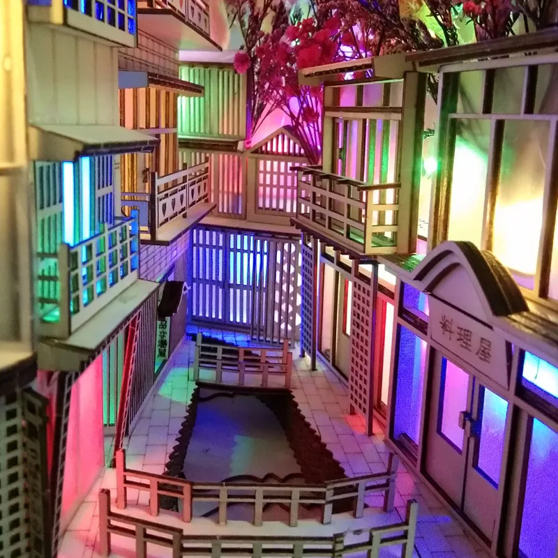 DIY Kit Wooden Alley Book Nook Ginzan Hot Springs Art Bookends Bookshelf Spirited Away Anime Gift Decor Stand Decoration | Дом и сад