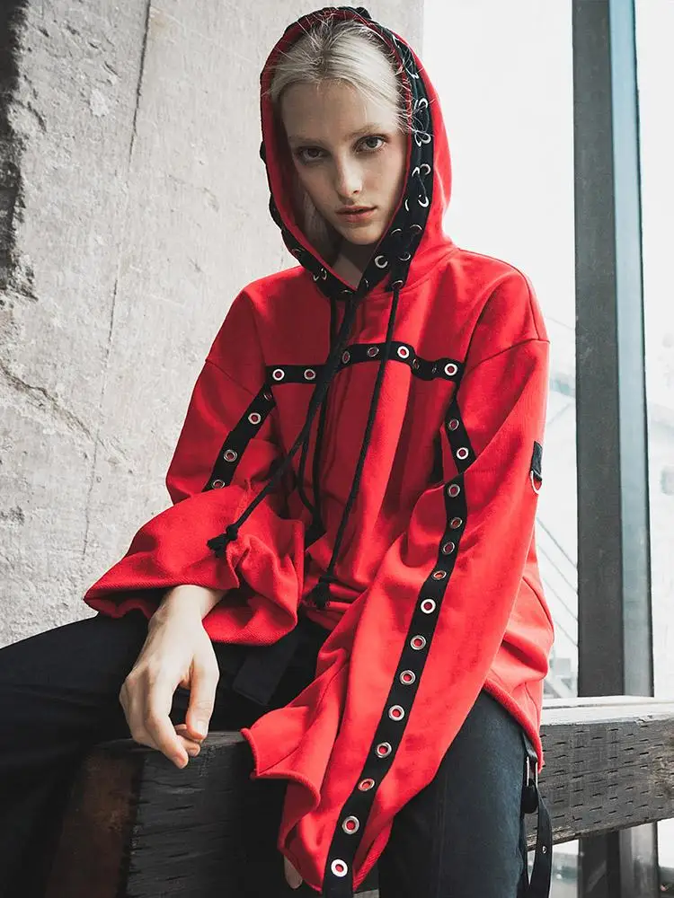 Панк рейв женские готические ведьмы повседневные толстовки с капюшоном PT