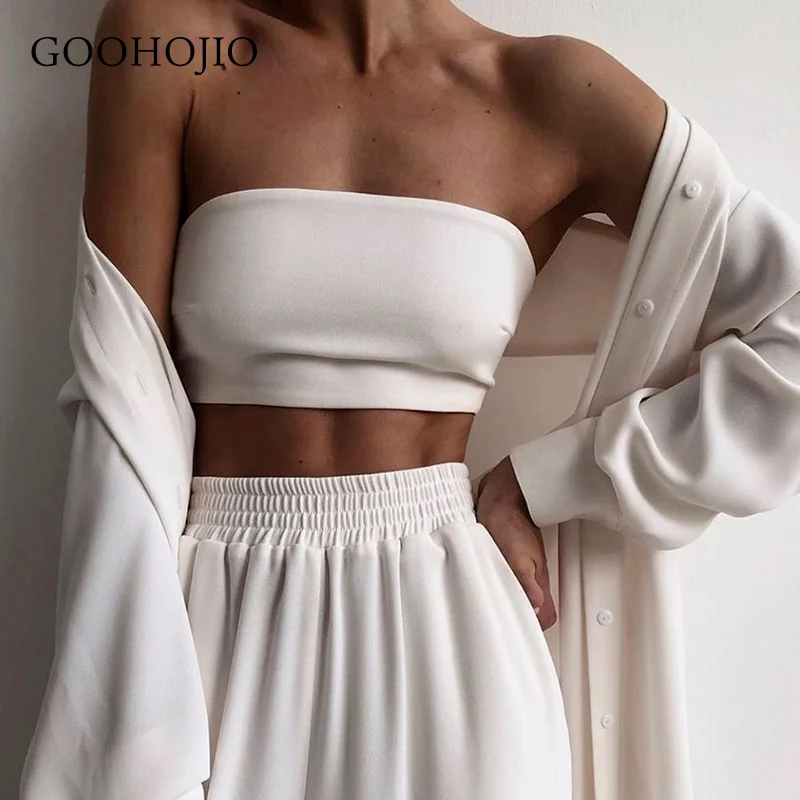 

Новинка весна-осень 2021, повседневные подходящие комплекты GOOHOJIO, Модный женский костюм, костюм-тройка для Женщин, Модные свободные женские к...