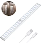 Беспроводной движения Сенсор светодиодный шкаф светильник ing USB Перезаряжаемые 24 40 60 Светодиодный s Сенсор светильник Магнитный съемный для КухняЛестницы