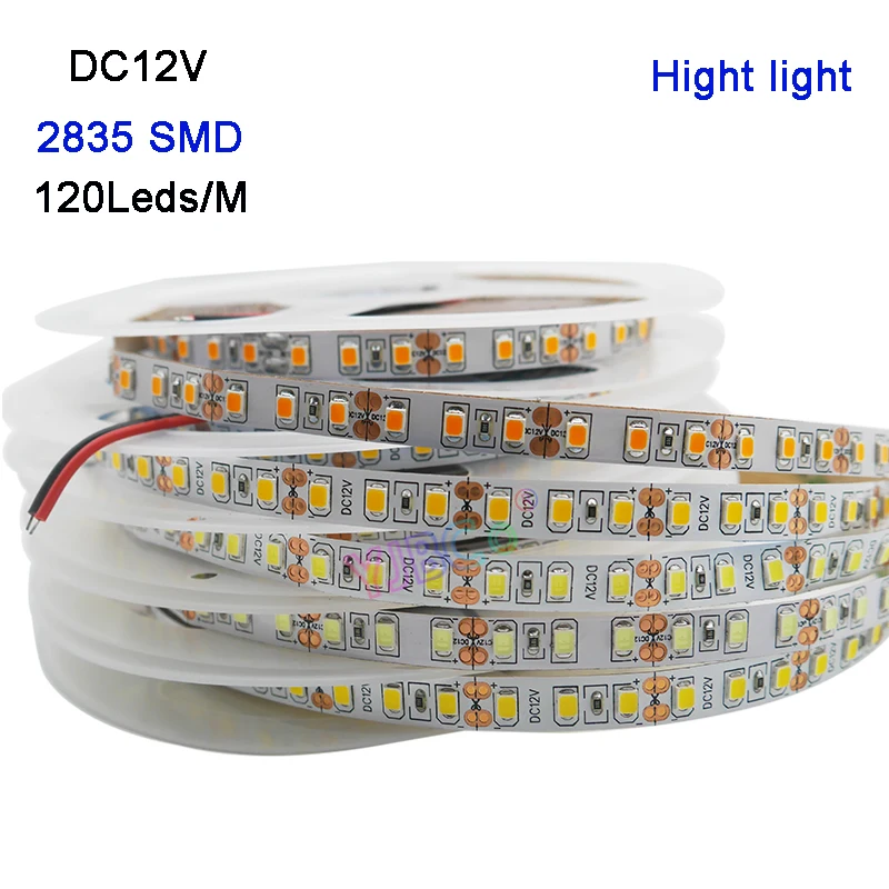 5M/lot DC12V high bright 120 Leds/m LED Strip SMD 2835 IP20 Warm white/White/blue/Ice blue/golden yellow Flexible Lamp tape