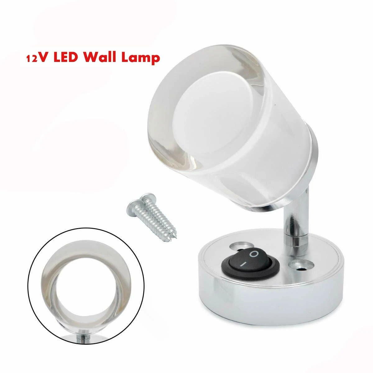 12V LED Bedside Lamp Reading Wall Spot Light Switch Boat Caravan White Camper Accessories | Автомобили и мотоциклы