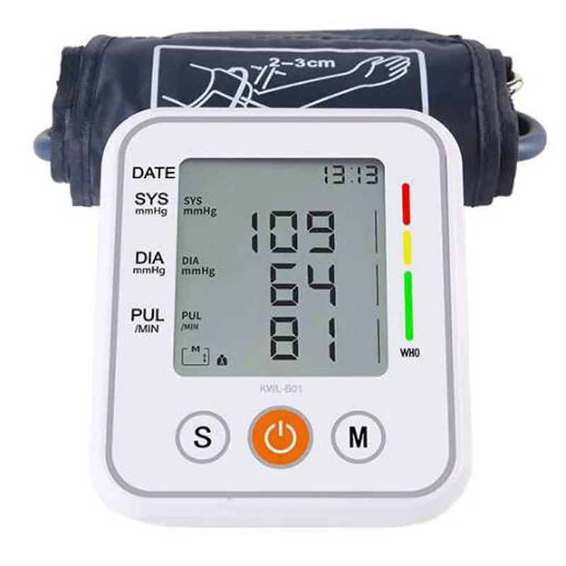 BP Meter no voice Автоматический медицинский измеритель кровяного давления верхней руки манжета монитор машина умный тонометр сердечного ритма Сфигмоманометр Tensiometer - Цвет: BP Meter no voice