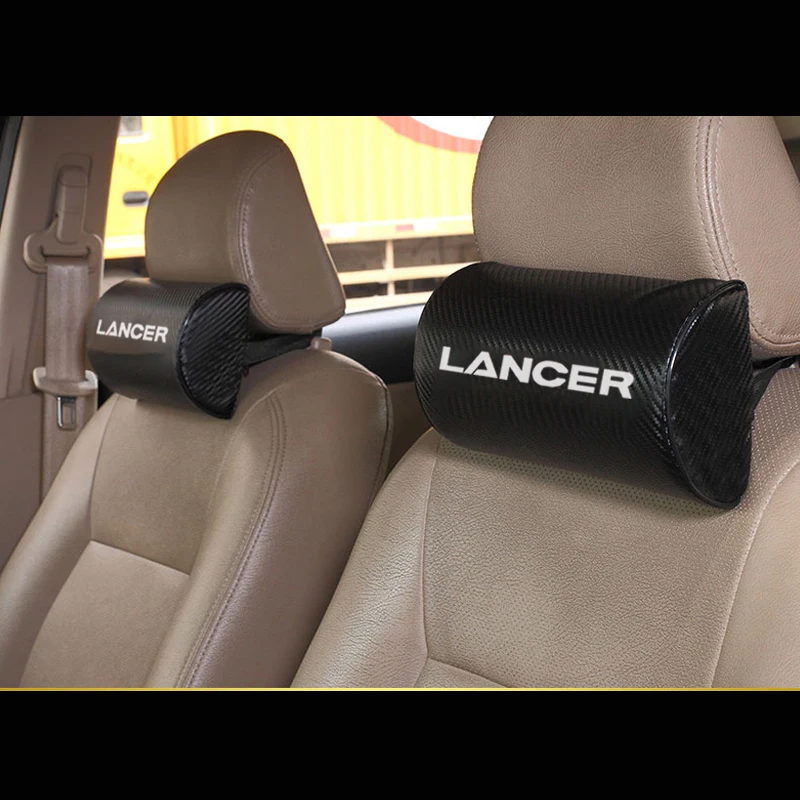 

Для Mitsubishi Lancer искусственная кожа углеродное волокно текстура Автомобильная подушка для шеи автомобильные аксессуары