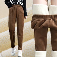 plush and thickened corduroy womens casual pants loose high waist korean slim fit harem pants radish pants fashion