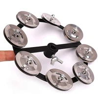 hot portable percussion hi hat tambourine with row alloy jingles drum set musical accessories