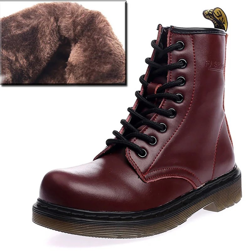 rose pink fur Г., ботинки в байкерском стиле женские ботинки Ботинки martin из натуральной кожи женские ботильоны женская зимняя обувь женские ботинки - Цвет: rose pink fur