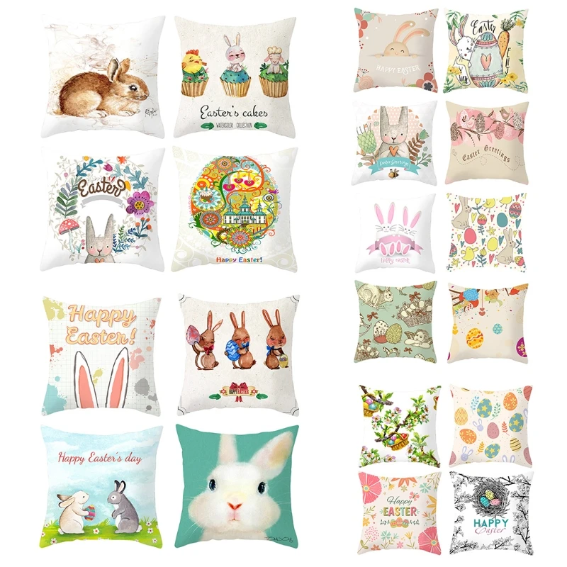 

4Pcs 45x45cm Easter Throw Pillow Case Sofa Bedroom Cushion Cover Home Pillowcase Dropshipping