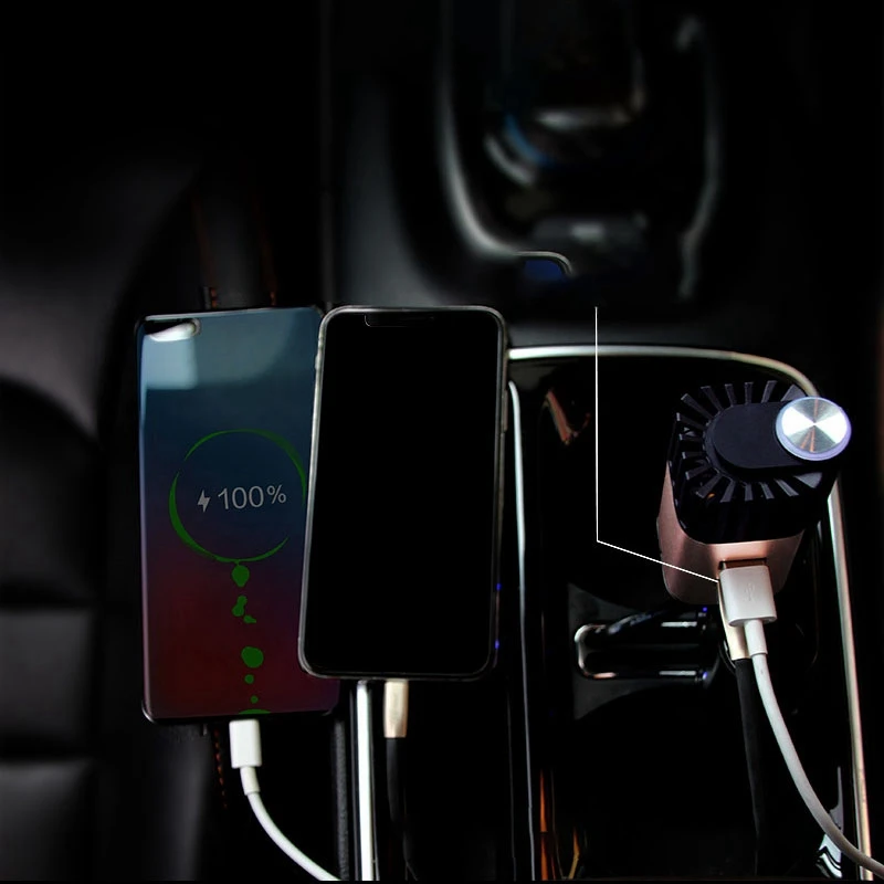 

Car 2 in 1 Air Purifier Dual USB 24W Fast Charger Adapter Negative Ion Air Oxygen Bar Air Filter 12/24V