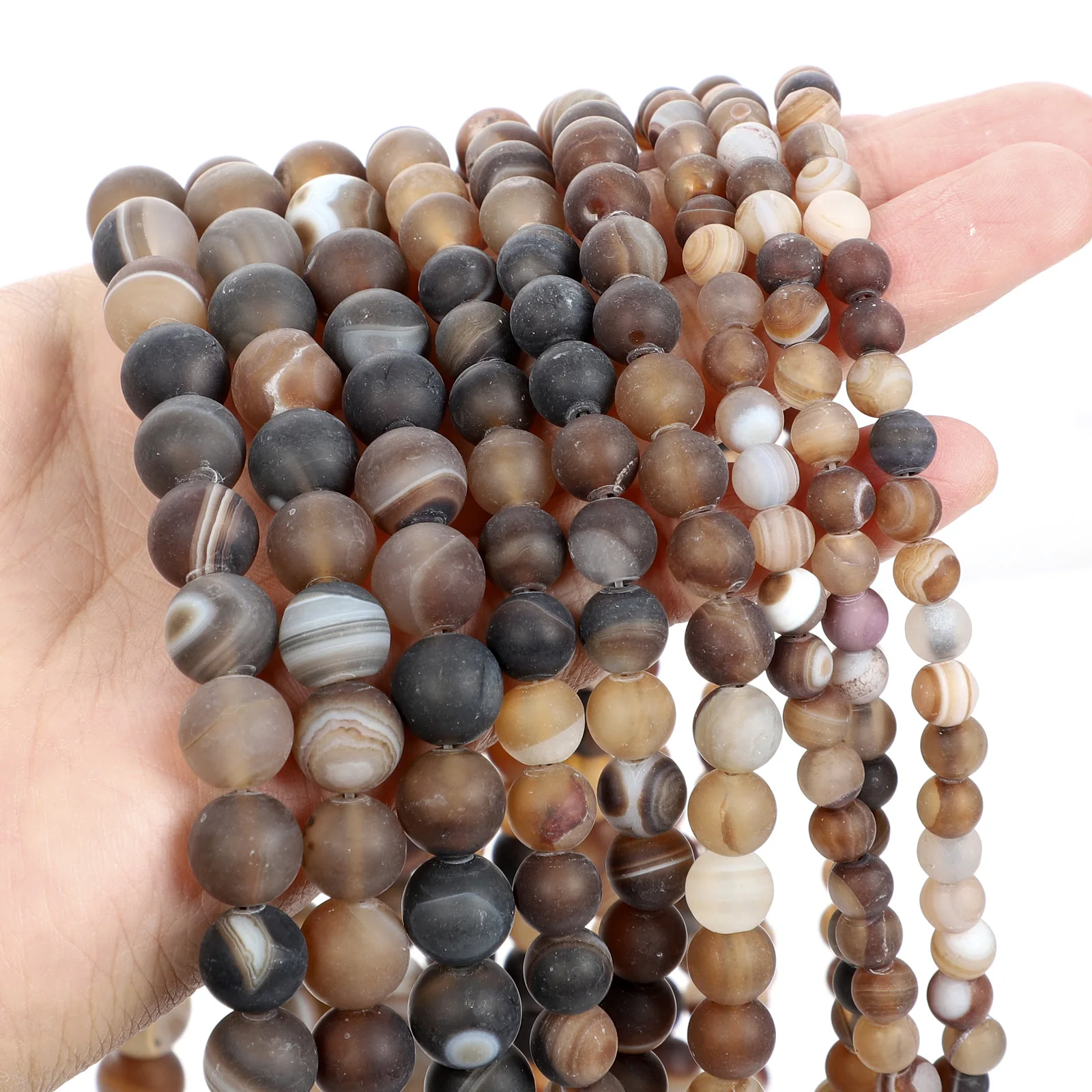 Матовая матовая бусина из натурального камня коричневая полоса агат оникс