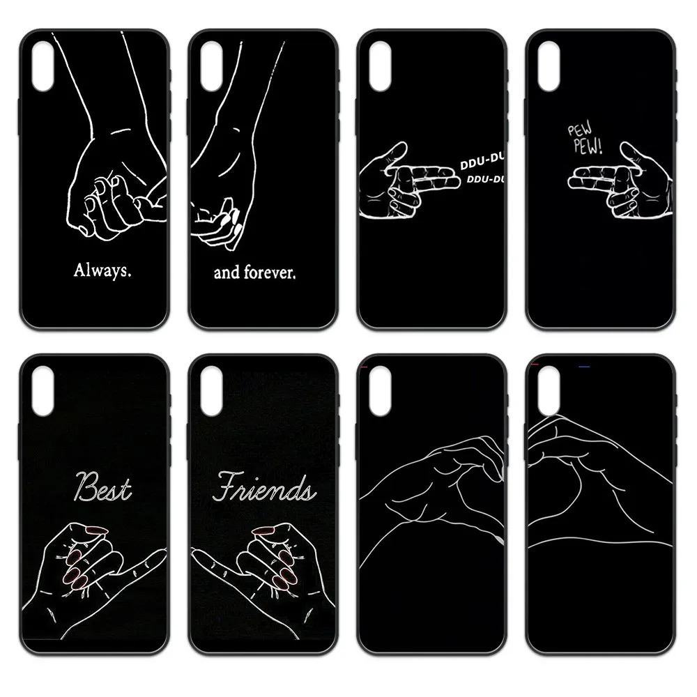 Чехол для влюбленных Best Friends Forever черный чехол iphone 4 4s 5 5S SE 5C 6 6S 7 8 plus X XS XR 11 PRO MAX