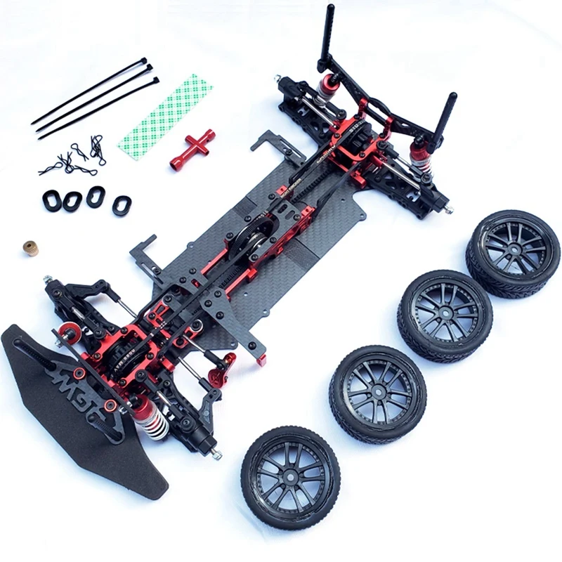 

DGW Metal & Carbon Fiber 4WD 1/10 Touring Car On-Road Drift RC Car Frame Kit Chassis with Wheel