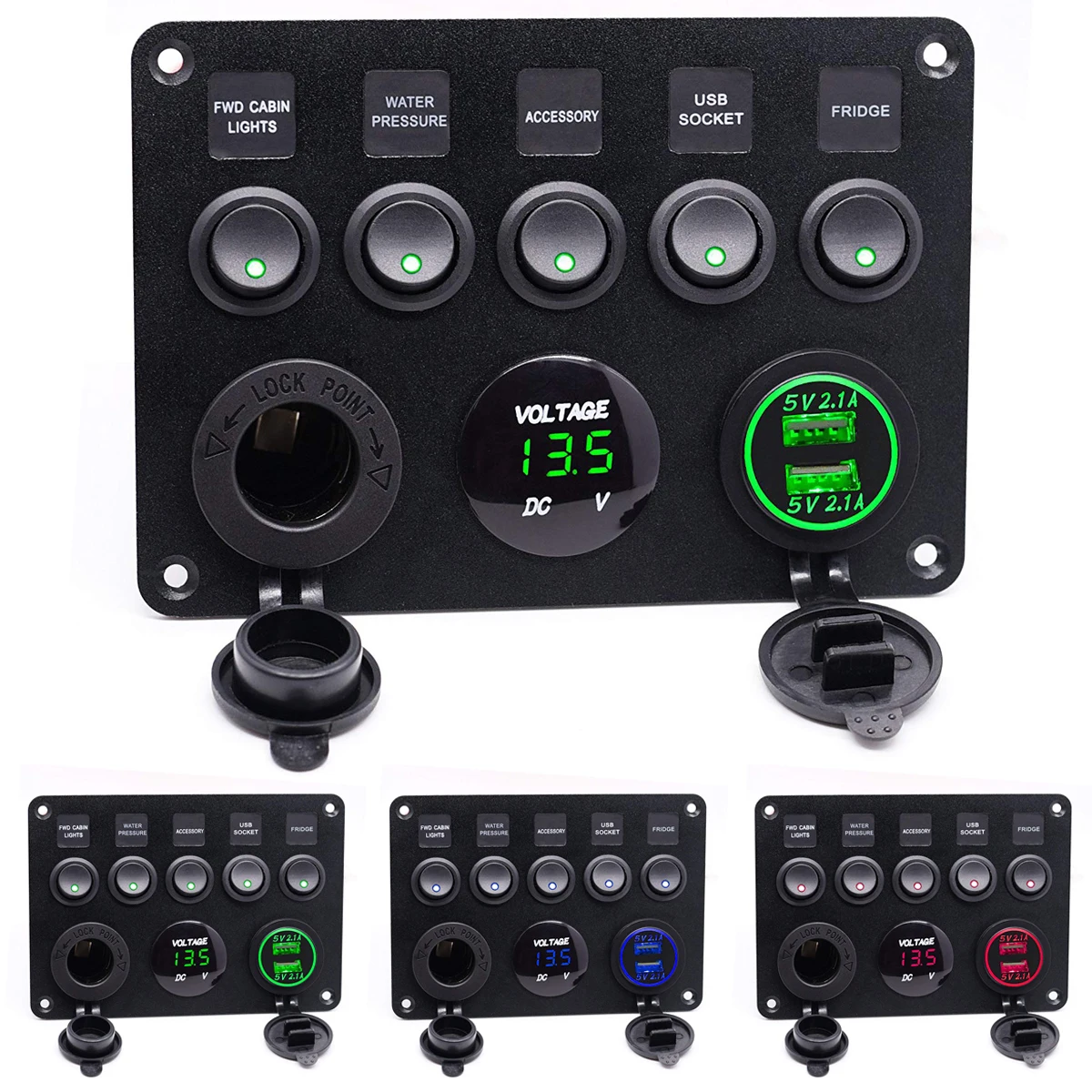 12 24 В 5 банд ВКЛ ВЫКЛ переключатель панель двойной USB разъем зарядное устройство