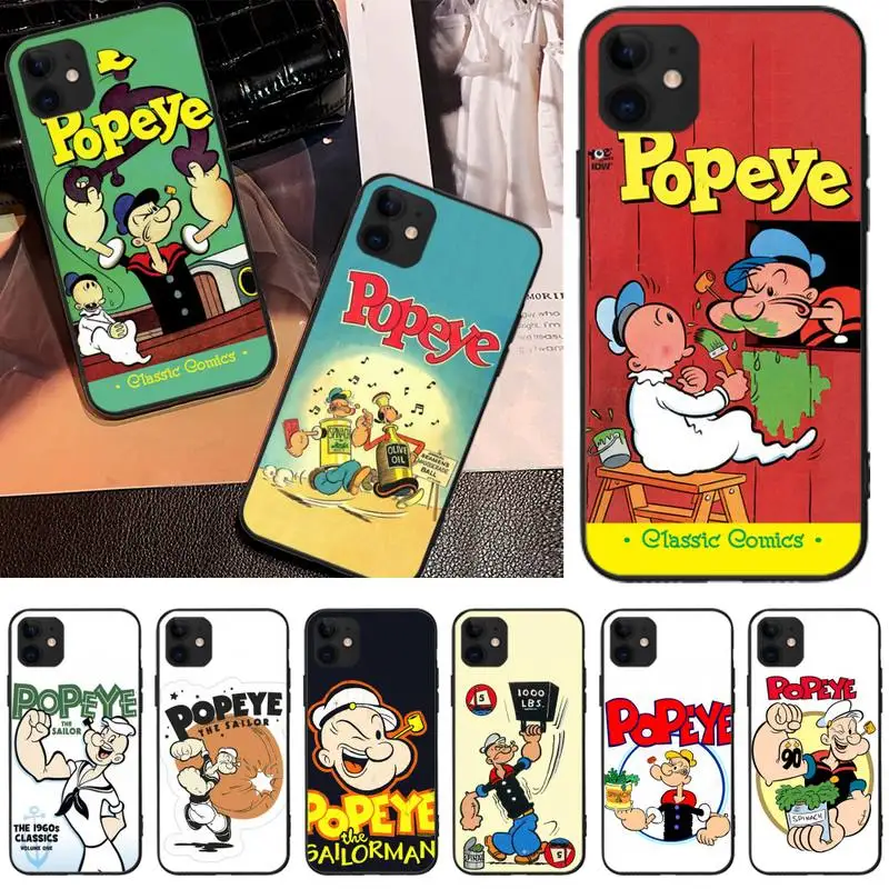 

Funny Scrub Popeye Spinach Phone Case Black TPU Soft For IPhone 12 11 PRO MAX X XS XR 6S 7 8 PLUS SE Cases Cover