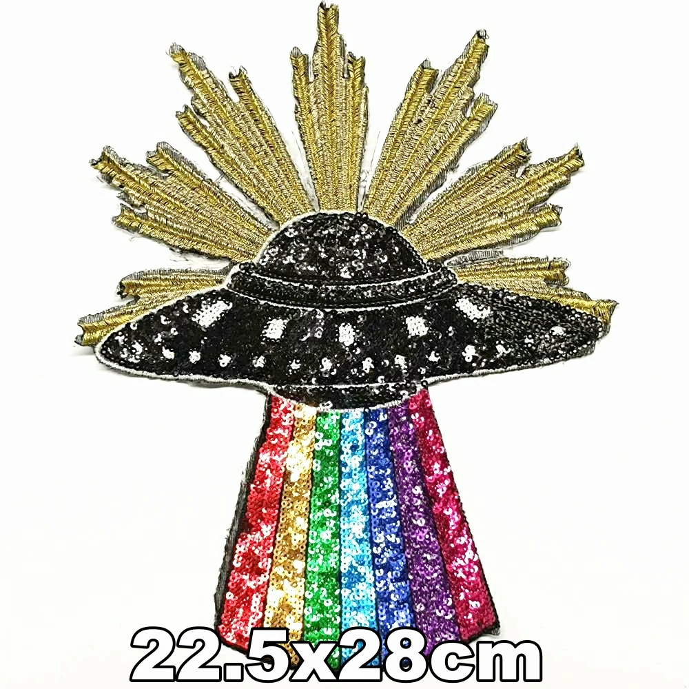 

large embroidery big ufo star cartoon patches for clothing DE-3366