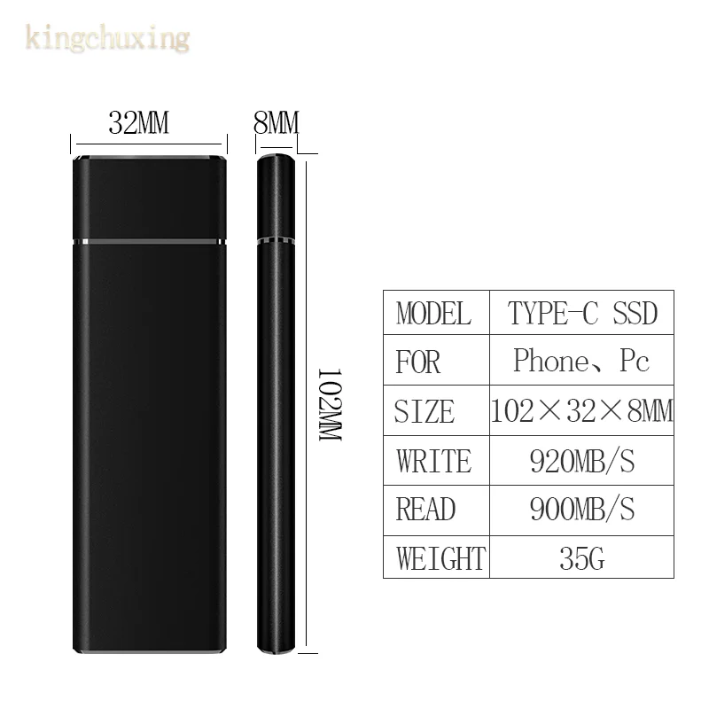 Kingchuxing ssd Внешний жесткий диск Ssd 1 ТБ TYPE C GEN2 Мобильный твердотельный накопитель 512