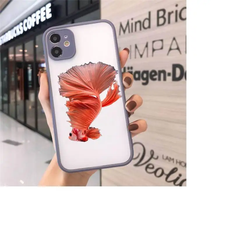 

beautiful Fighting fish luxury Phone Cases coque matte transparent For iphone 7 8 11 12 plus mini x xs xr pro max cover