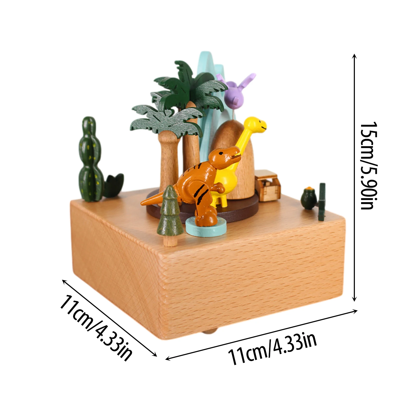 Деревянная музыкальная шкатулка с изображением девичного леса динозавра