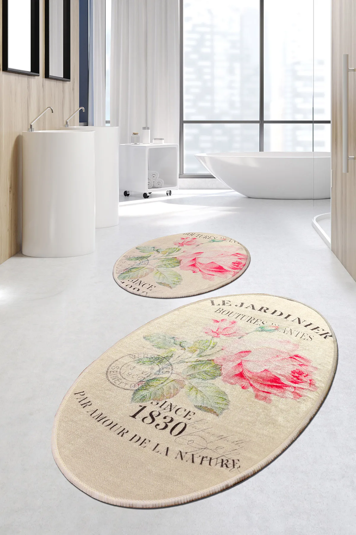 

Jardiner Bathroom Area Rugs Bath Mat Set 2 pcs/set Flannel Anti Slip Shower Carpets Home Toilet Lid Cover Shower Room Rug