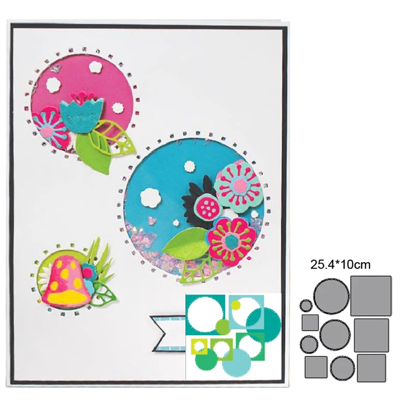 

Cutting dies Square Circle Frame metal cutting dies cut die mold Scrapbooking paper craft knife mould blade punch stencils dies