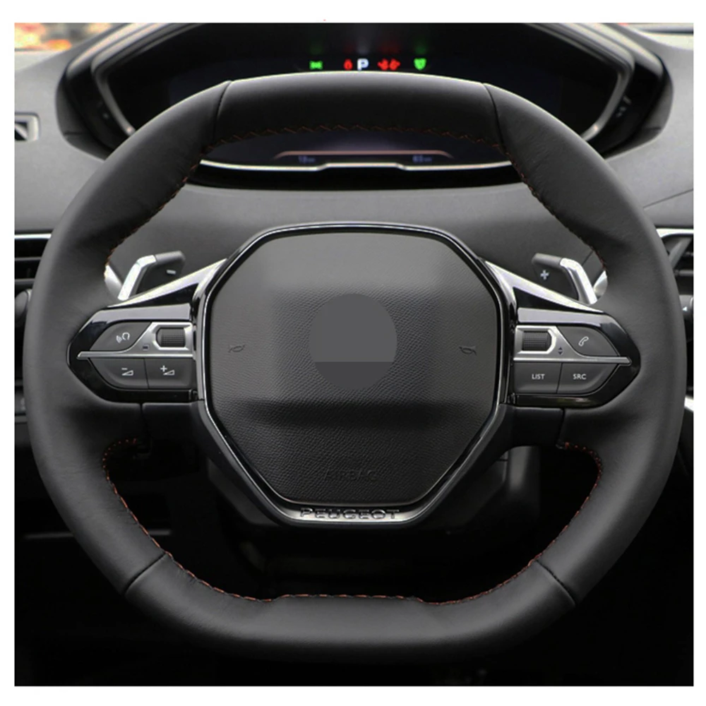 Чехол рулевого колеса автомобиля для Peugeot 3008 4008 5008 2016-2019 508 208 2019 2020 e-208 черный DIY из