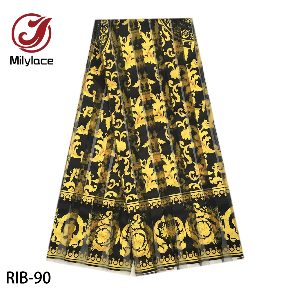 

High-Quality Nigerian Printing Ribbon Organza Fabric 5 yards Fashion Organza Ribbon Anakra fabric for sewing garments RIB-80-96