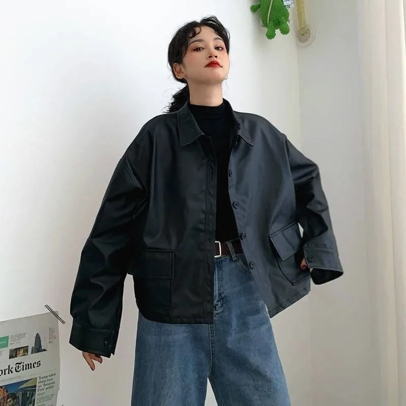 

Jackets Womens Harajuku Fashion Loose Chic Simple Women Basic Outerwear Females Casual Coats Daily Solid Female Jacket Trendy