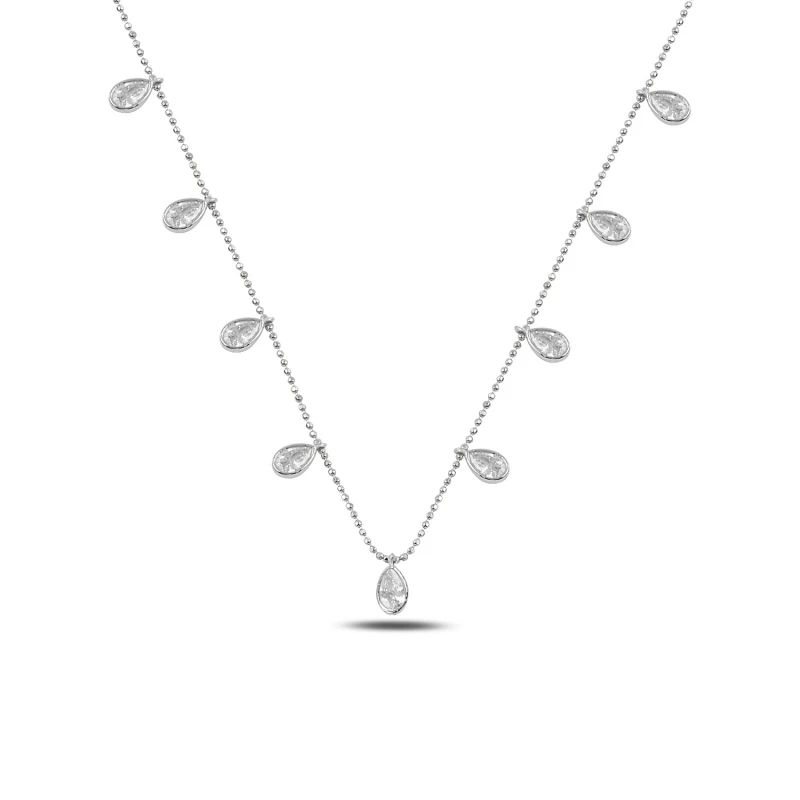 

Silverlina Silver Drop Zircon Cubic Zirconia Dangle Necklace
