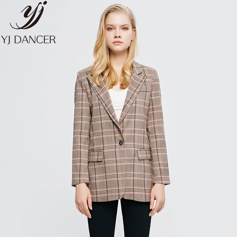 Autumn Winter New Women's Jacket Plaid Casual Lattice Long-Sleeved Straight Blazer Fashion Small Suit Female ZZZ154