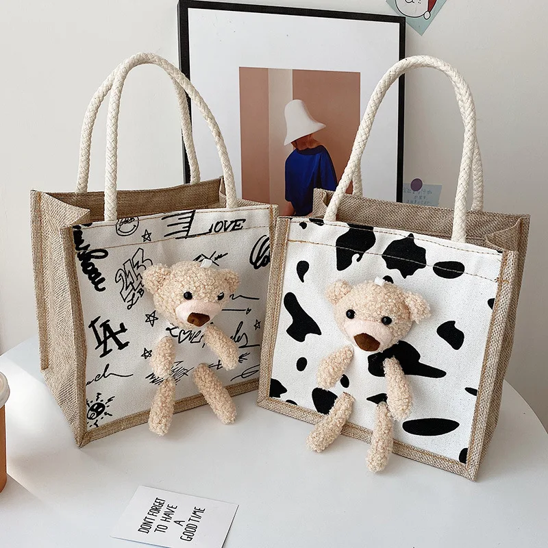 

Cute Bear Japanese Women Bag 2021 New Fashion Canvas Bag Portable Large Capacity Shopping Bag