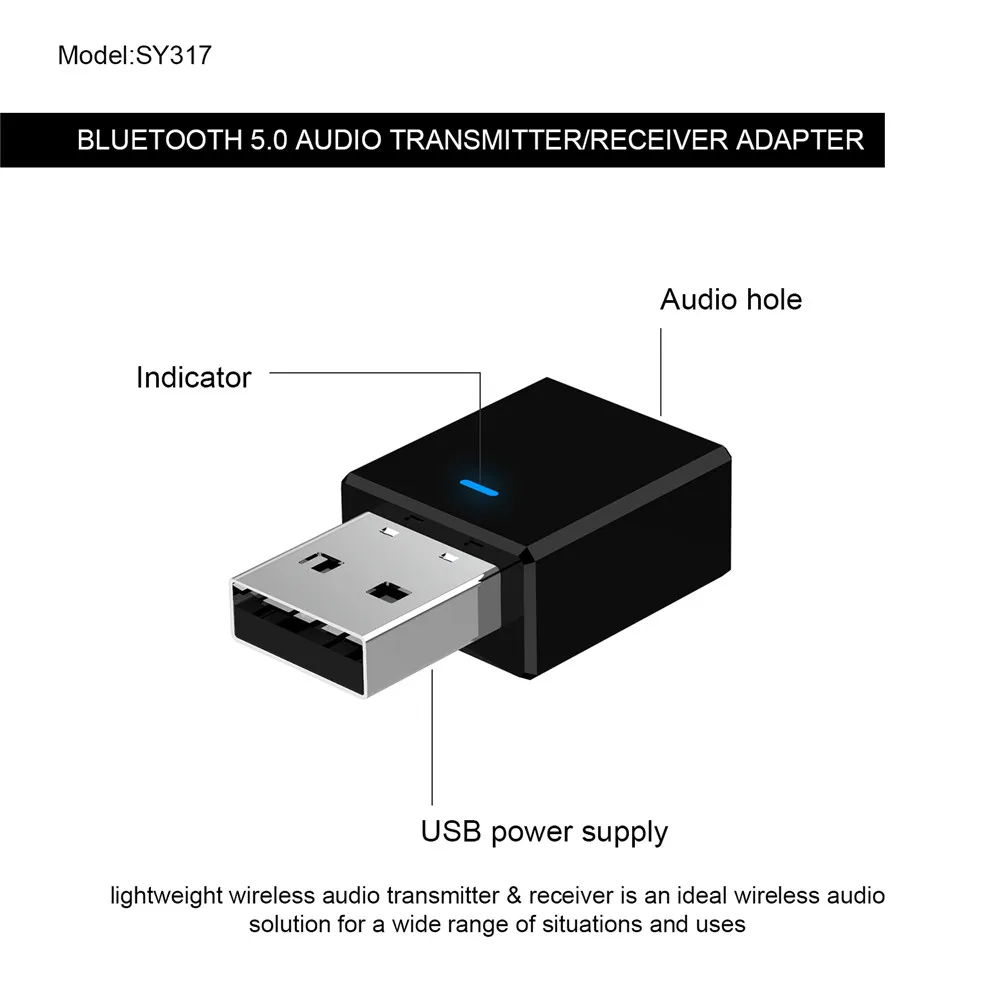 2 в 1 USB мощность Bluetooth 5 0 приемник и передатчик 3 мм разъем AUX аудио адаптер для