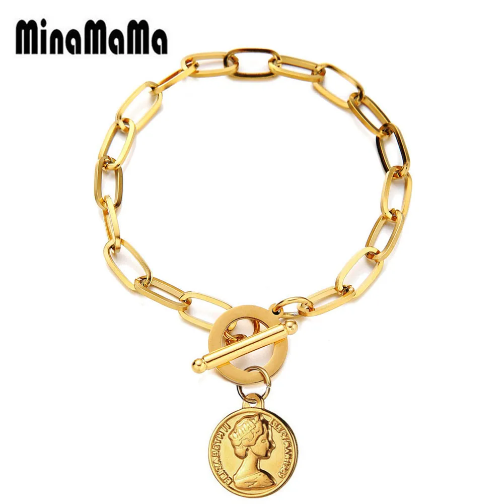 

Цепочка Из Нержавеющей Стали с подвеской-зажимом для монет, браслеты для женщин, минималистичные переключатели браслетов, новые модные ювелирные изделия