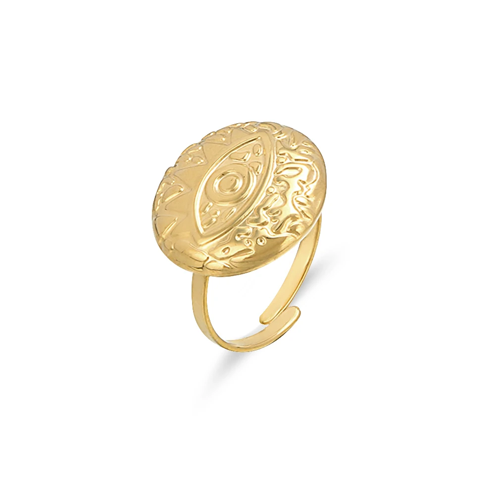 

Punk Metal Eye Opening Rings for Women Stainless Steel Jewelry Occident Geometric 14K Plated Ring Accessories Party Gift 2021