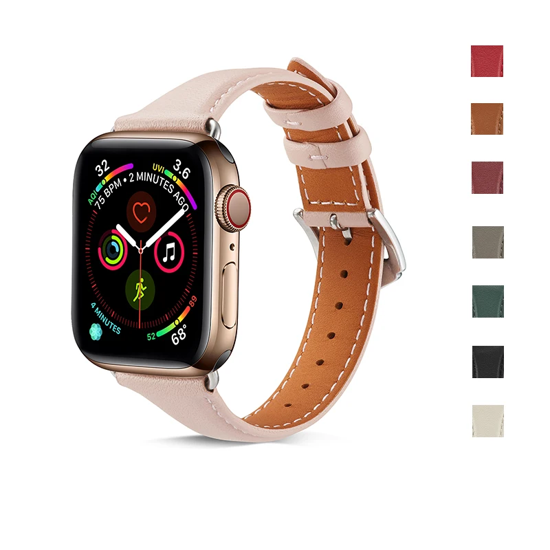 Кожаный ремешок для часов Apple Watch 5 4 40 44 мм спортивный браслет Iwatch Series 3/2/1 38 42