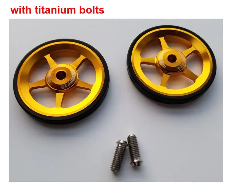 with titanium bolts Легкие колеса 2 шт Easywheel для Brompton складной велосипед сплава супер легкие колеса - Цвет: with titanium bolts