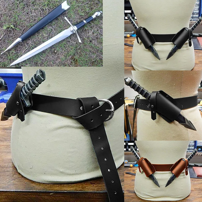 Двойной кинжал времен средневекового возрождения кожаный ножной ремень меч кард