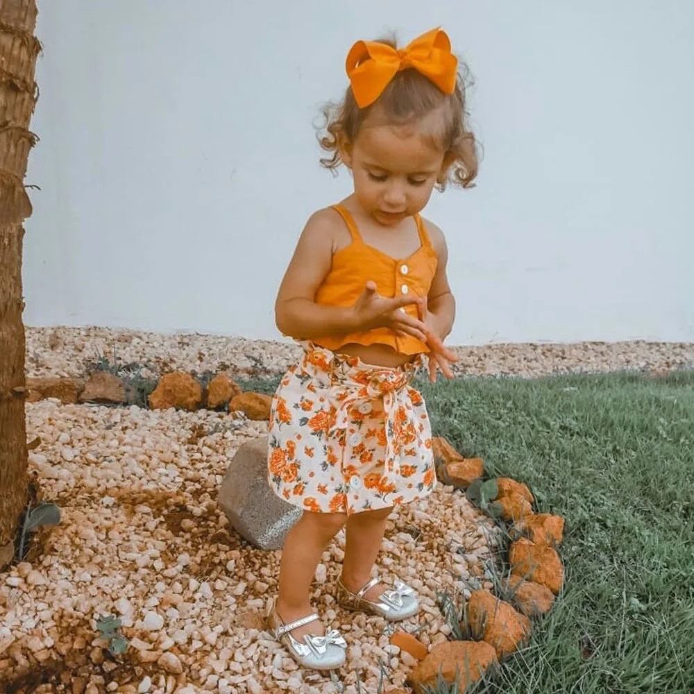 2 шт./компл. для маленьких девочек с цветочным рисунком в стиле Бохо летний костюм