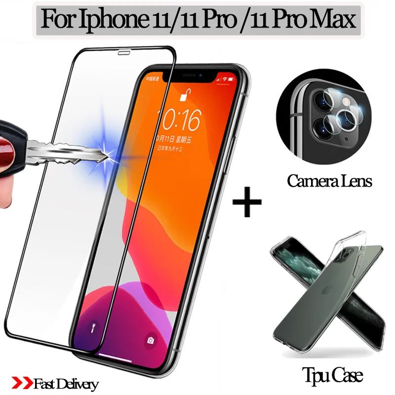 3 в 1 защитное стекло iphone 11 pro max прозрачная пленка для объектива камеры promax 11pro