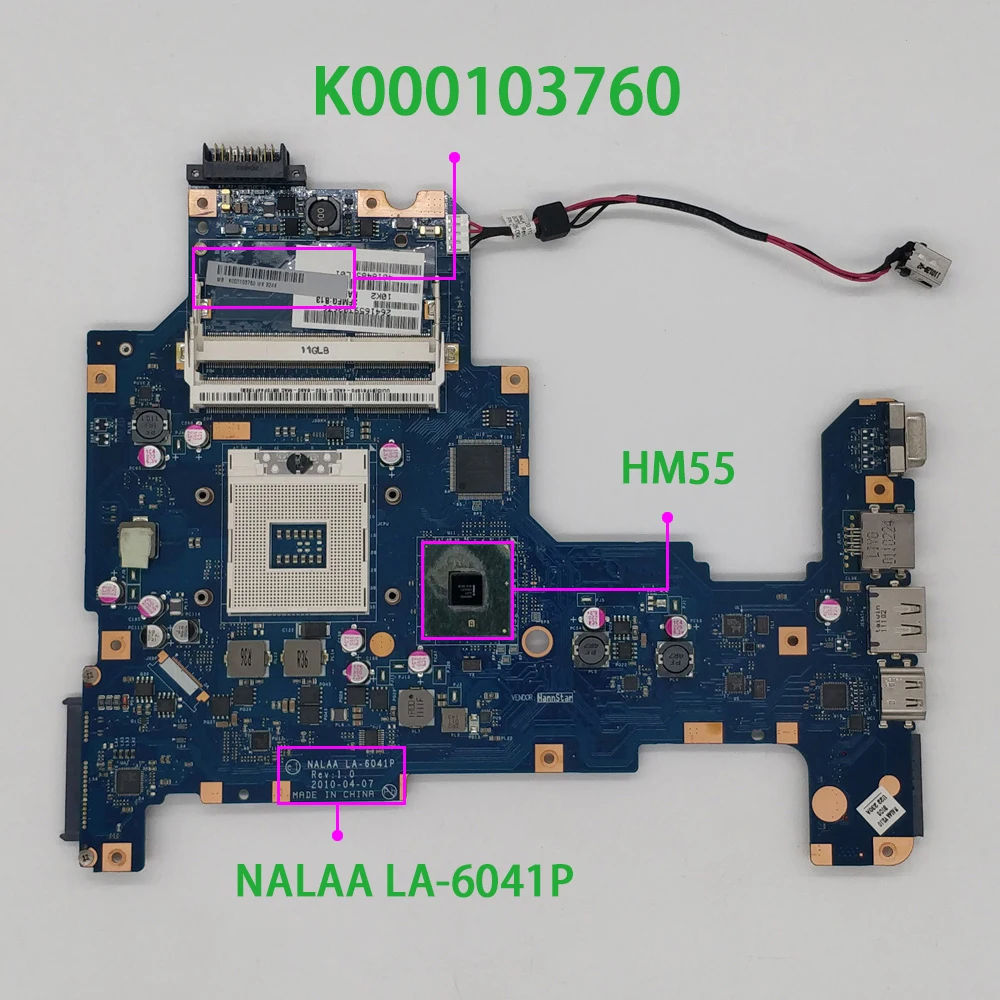 

for Toshiba Satellite L670 L675 K000103760 NALAA LA-6041P HM55 DDR3 Laptop Motherboard Mainboard Tested & Working Perfect
