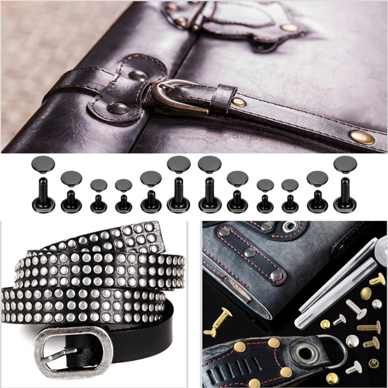 

480 Sets Leather Rivets Double Cap Tubular Metal Studs with Setting Tool Pliers
